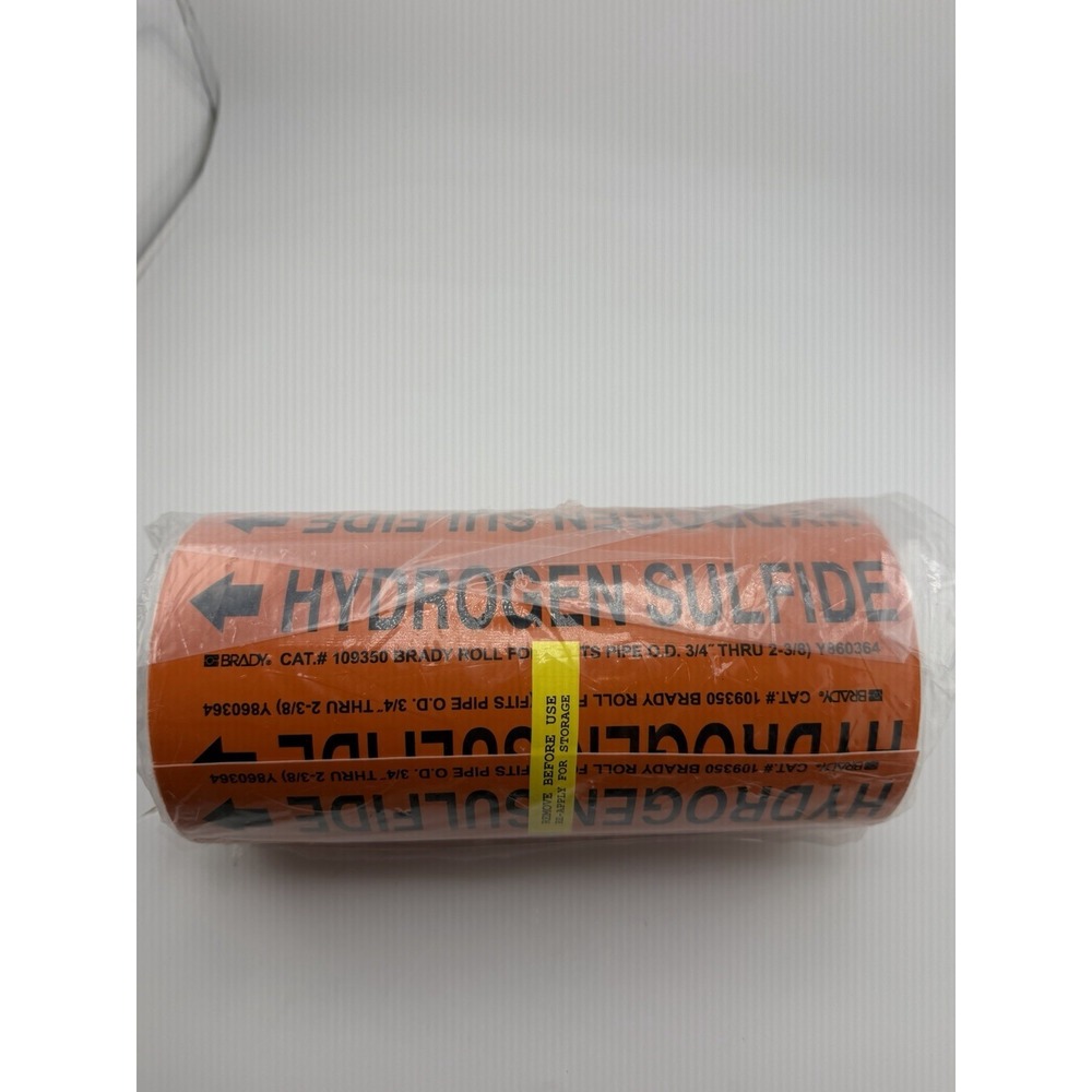 Brady Y860364 Roll Form Hydrogen Sulfide,  B-946, 8" X 30, Black On Orange. NEW